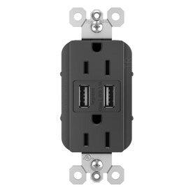 Legrand radiant Black 15-Amp Decorator Tamper Resistant Residential Usb Outlet - Hardwarestore Delivery