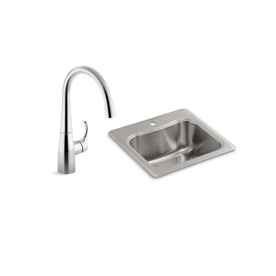 Staccato All-in-One Top-Mount Stainless Steel 20 in. Single Bowl Kitchen Sink with Simplice Faucet - Super Arbor