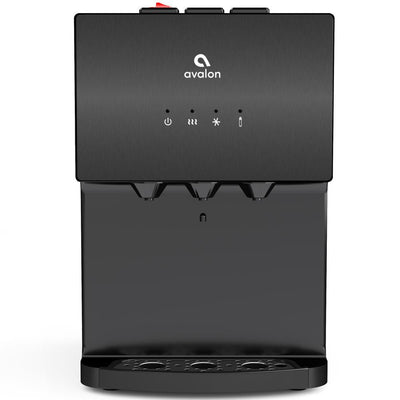 Countertop Bottleless Water Cooler Dispenser in Black Stainless Steel with Self Cleaning Function - Super Arbor