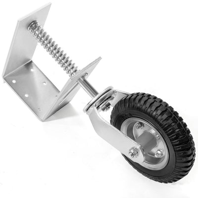 8 in. Silver Heavy-Duty Spring-Loaded Gate Caster with Adjustable Bracket and 200 lbs. Load Rating - Super Arbor