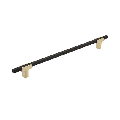 Urbanite 10-1/16 in (256 mm) Center-to-Center Brushed Gold/Matte Black Cabinet Drawer Pull - Super Arbor