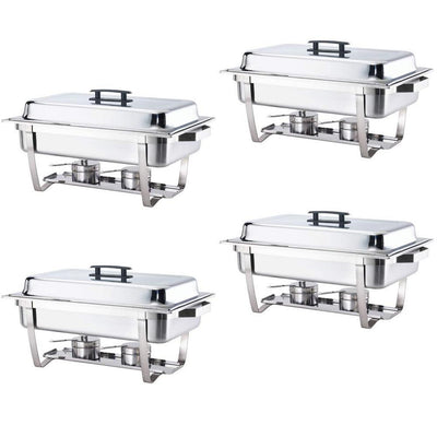 8 Qt. Foldable Frame Stainless Steel Chafing Dish Buffet Chafer Complete (Set of 4) - Super Arbor