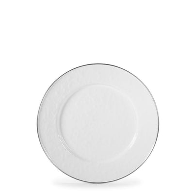 8.5 in. Solid White Enamelware Round Sandwich Plate Set of 4 - Super Arbor