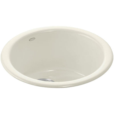 Porto Fino Drop-In/Undermount Cast Iron 18 in. Single Basin Kitchen Sink in Biscuit - Super Arbor