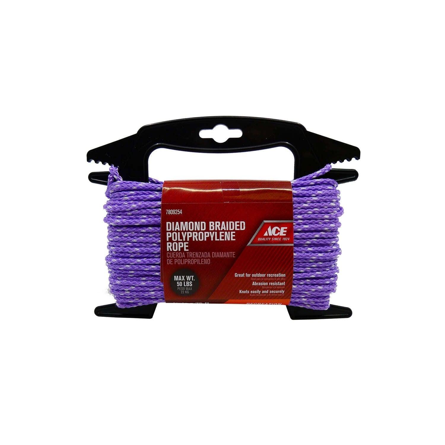 Ace 5/32 in. D X 75 ft. L Assorted Diamond Braided Polypropylene Rope ...