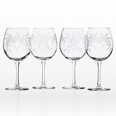 Olive Branch Clear 18 oz. Balloon Wine Glass (Set of 4) - Super Arbor