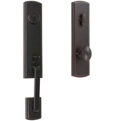 Italian Collection Briona Single Cylinder Edged Bronze Door Handleset with Canova Interior Right-Hand - Super Arbor