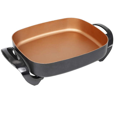 16 in. x 12 in. x 3.15 in. 8 Qt Copper Professional Non-Stick Copper Electric Skillet Jumbo - Super Arbor