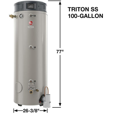 Commercial Triton Premium Heavy Duty High Eff. 100 Gal. 160K BTU ULN Natural Gas Power Direct Vent Tank Water Heater - Super Arbor