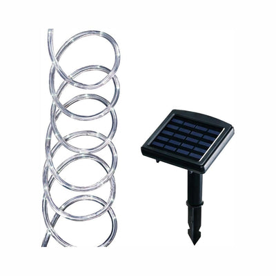 Solar Powered 16 ft. Clear Outdoor Integrated LED 5000K Day Light Landscape Rope Light with Remote Panel