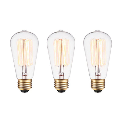 Globe Electric 60W Vintage Edison S60 Squirrel Cage Incandescent Filament Light Bulb (3-Pack) - Super Arbor