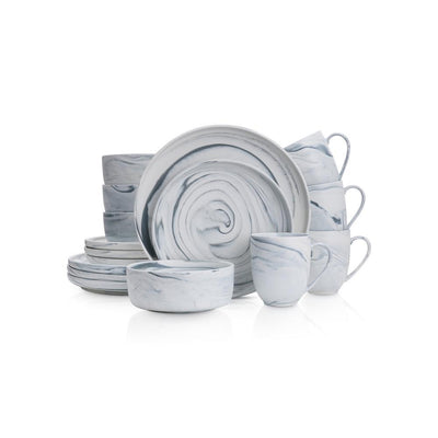 32-Piece Casual Gray Porcelain Dinnerware Set (Set for 8) - Super Arbor