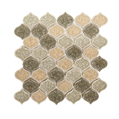 Jeffrey Court Crushed Sunset Beige/Cream 10.75 in. x 10.75 in. Arabesque Glossy Ceramic Mosaic Tile (0.802 sq. ft./Each) - Super Arbor