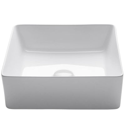 Viva 15-5/8 in. Square Porcelain Ceramic Vessel Sink in White - Super Arbor