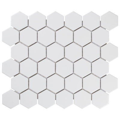 Merola Tile Metro Hex 2 in. Matte White 11-1/8 in. x 12-5/8 in. x 6 mm Porcelain Mosaic Tile (9.96 sq. ft. / case) - Super Arbor