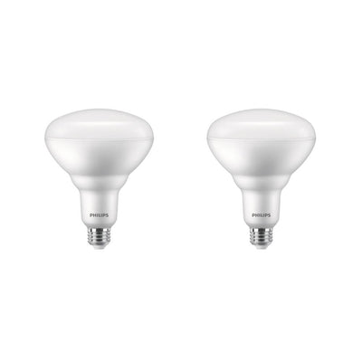 Philips 150-Watt Equivalent BR40 Dimmable with Warm Glow Dimming Effect Energy Saving LED Light Bulb Soft White (2700K) (2-Pack) - Super Arbor