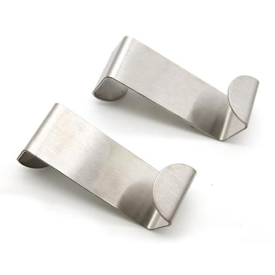 Up to 3/4 in. Chrome Brushed Stainless Steel 2 lbs. Over Cabinet Door Hooks (Set of 2) - Super Arbor