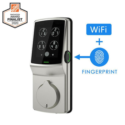Secure PRO Satin Nickel Smart Lock Deadbolt with 3D Fingerprint and WiFi (Works with Alexa and Google Home) - Super Arbor