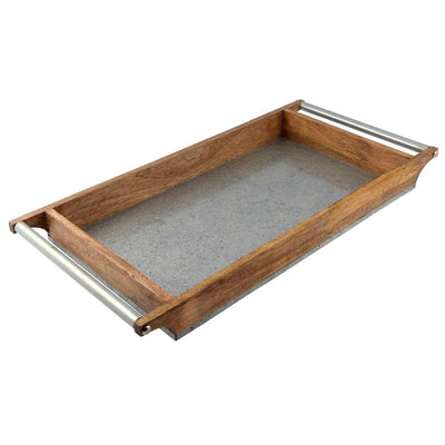 Rectangle Galvanized Iron with Mango Wood Serving Board - Super Arbor