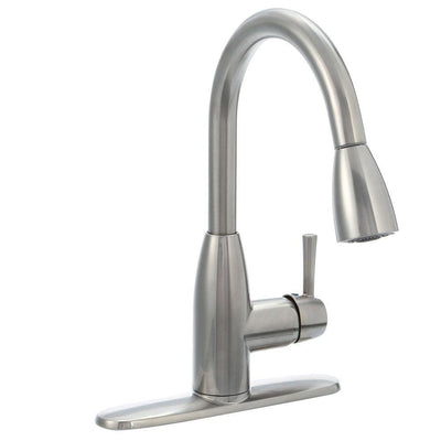 Fairbury Single-Handle Pull-Down Sprayer Kitchen Faucet in Stainless Steel - Super Arbor