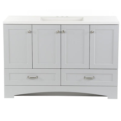 Lancaster 48 in. W x 19 in. D Bathroom Vanity in White with Cultured Marble Vanity Top in White with White Sink - Super Arbor
