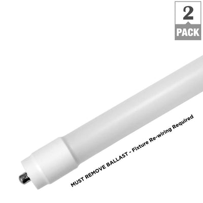 8 ft. 42-Watt T8 Non-Dimmable LED Linear Light Bulb Type B Bypass Double Ended Single Pin Daylight 5000K (2-Pack) - Super Arbor