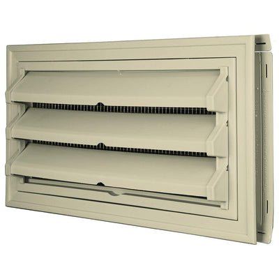 9-3/8 in. x 17-1/2 in. Foundation Vent Kit with Trim Ring and Optional Fixed Louvers (Galvanized Screen) in #049 Almond - Super Arbor