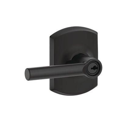 Broadway Matte Black Passage Hall/Closet Door Lever with Greenwich Trim - Super Arbor