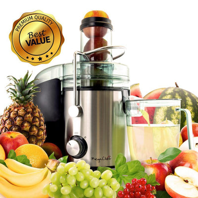 Megachef Stainless Steel Chrome Wide Mouth Juice Extractor, Juice Machine with Dual Speed Centrifugal Juicer - Super Arbor