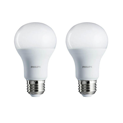Philips 100-Watt Equivalent A19 Non-Dimmable Energy Saving LED Light Bulb Daylight (5000K) (2-Pack) - Super Arbor