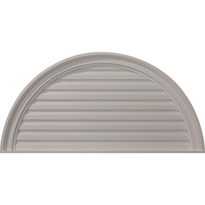 36 in. x 18 in. Half Round Primed Polyurethane Paintable Gable Louver Vent - Super Arbor