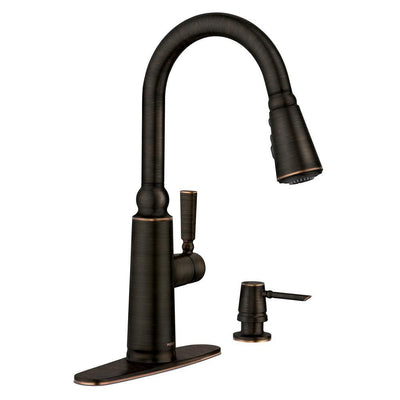Coretta Single-Handle Pull-Down Sprayer Kitchen Faucet with Reflex and Power Boost in Mediterranean Bronze - Super Arbor