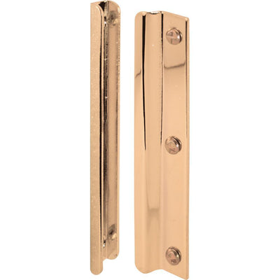 6 in. Bright Brass Steel Constructed Latch Shield, For Swing-In Doors (1-set) - Super Arbor