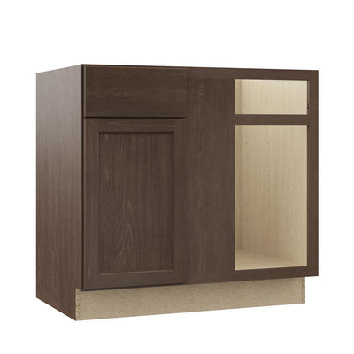 Shaker Assembled 36x34.5x24 in. Blind Base Corner Kitchen Cabinet in Brindle - Super Arbor