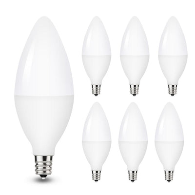 YANSUN 40-Watt Equivalent 5W C37 Non-Dimmable LED Candle Light Bulb E12 Base in Warm White 3000K (6-Pack) - Super Arbor