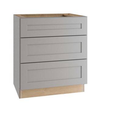 Tremont Assembled 24x34.5x24 in. Plywood Shaker 3 Drawer Base Kitchen Cabinet Soft Close Drawers in Painted Pearl Gray - Super Arbor