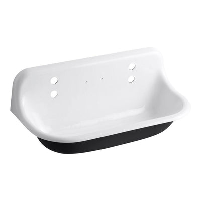 Brockway 36 in. Cast Iron Wall Mount Utility, Service, Laundry Sink in White - Super Arbor