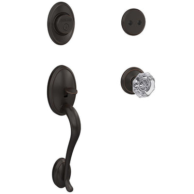 Wakefield Aged Bronze Dummy Door Handleset with Alexandria Glass Door Knob and Alden Trim - Super Arbor