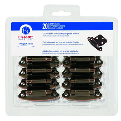 Oil-Rubbed Bronze Surface Self-Closing Flush Hinges (20-Pack) - Super Arbor