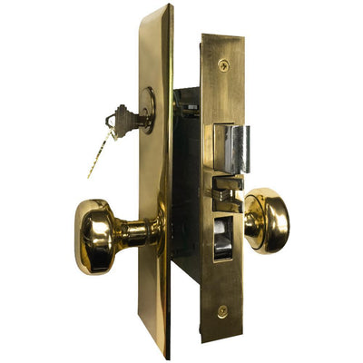 Brass Mortise Entry Left Hand Door Lock Set with 2-3/4 in. Backset, 2 SC1 Keys and Wide Face Plate-Hex - Super Arbor