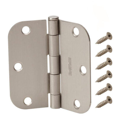 3-1/2 in. x 5/8 in. Radius Satin Nickel Door Hinge Value Pack (12 per Pack) - Super Arbor