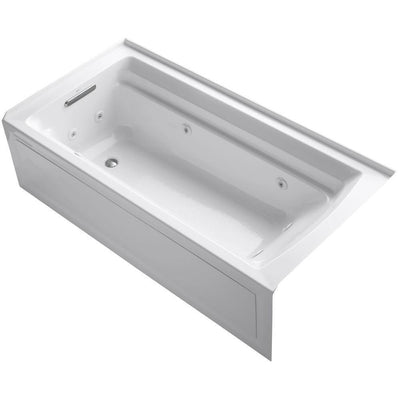 Archer 6 ft. Acrylic Left Drain Rectangular Alcove Whirlpool Bathtub in White - Super Arbor