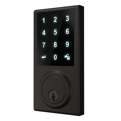 Black Touchscreen ZWave Single Cylinder Smartlock Deadbolt - Super Arbor