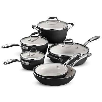 Gourmet Ceramica Deluxe 10-Piece Metallic Black Cookware Set with Lids - Super Arbor