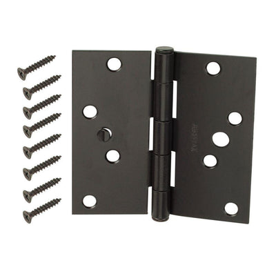 4 in. Oil-Rubbed Bronze Square Corner Security Door Hinges Value Pack (3-Pack) - Super Arbor