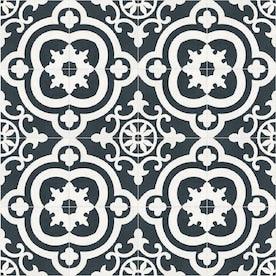 DELLA TORRE Cementina Black and White 8-in x 8-in Ceramic Tile (Common: 8-in x 8-in; Actual: 7.87-in x 7.87-in) - Super Arbor
