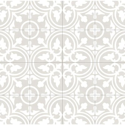 DELLA TORRE Annabelle Gray 8-in x 8-in Glazed Porcelain Encaustic Floor Tile
