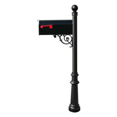 Lewiston Black Decorative Post Mounted Mailbox System with Non-Locking E1 Economy Mailbox - Super Arbor