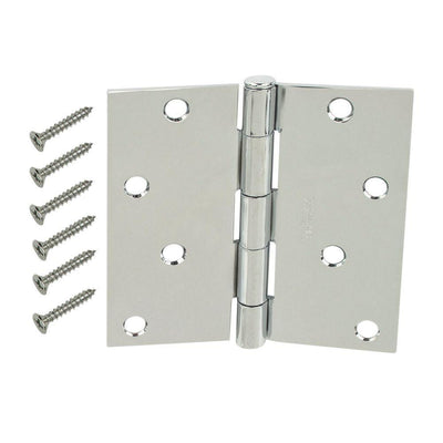 4 in. Chrome Square Corner Door Hinge - Super Arbor