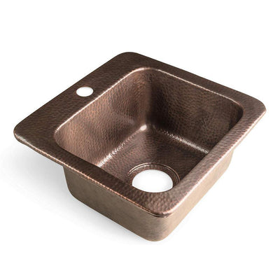 Monarch Pure Copper Hand Hammered Baxter Drop-In Single Bowl Bar Prep / Kitchen Sink (15 in.) - Super Arbor